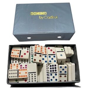 VTG Domino By Cardinal Jumbo Color Dot Dominoes w/ Case VINTAGE
